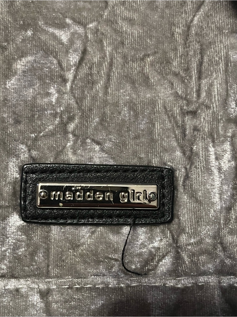 Madden Girl Silver Velvet Backpack - Picture 3 of 8